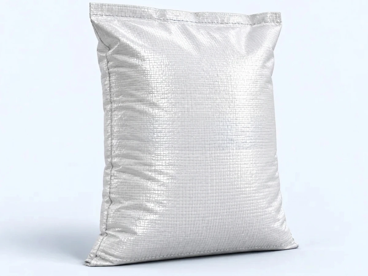 Plain white PP woven sack with fine weave texture